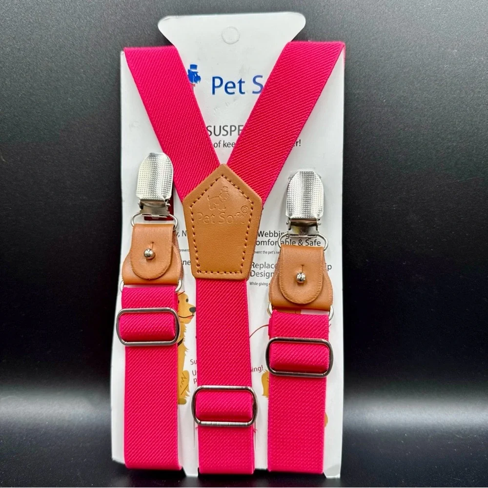 New Pet Soft Dog Pink Suspenders Diaper Keeper M/L